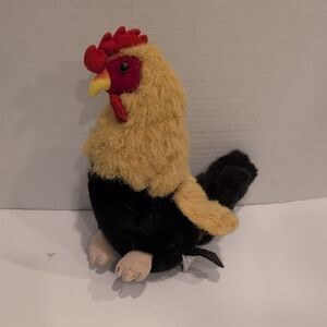 Plush Chicken Toy for Small Pets - Black and Yellow